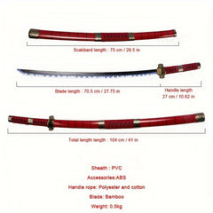 41-Inch Wooden Katana Sword - Anime-Inspired Prop with Belt and Holder, Perfect for Halloween, Cosplay, and Decor 41-Inch Wooden Katana Sword - Anime-Inspired Prop with Belt and Holder, Perfect for Halloween, Cosplay, and Decor