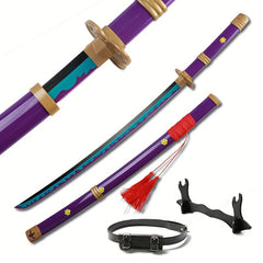 41-Inch Wooden Katana Sword - Anime-Inspired Prop with Belt and Holder, Perfect for Halloween, Cosplay, and Decor