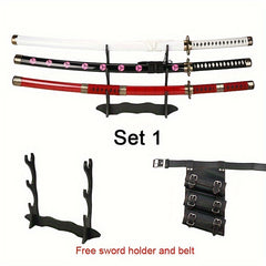 41-Inch Wooden Katana Sword - Anime-Inspired Prop with Belt and Holder, Perfect for Halloween, Cosplay, and Decor