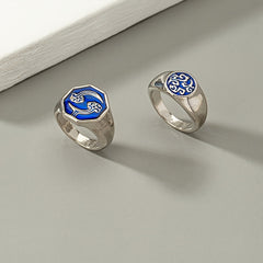 Japanese Fashion Vintage Game-Inspired Ring - 14K Gold Plated Alloy, Retro Style Single Ring for Casual Wear