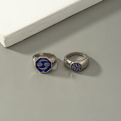 Japanese Fashion Vintage Game-Inspired Ring - 14K Gold Plated Alloy, Retro Style Single Ring for Casual Wear