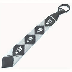 Bizarre Anime-Inspired Skull Head Tie – Purple, Black, and Green Handmade Necktie