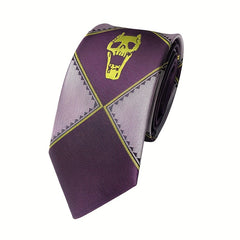 Bizarre Anime-Inspired Skull Head Tie – Purple, Black, and Green Handmade Necktie