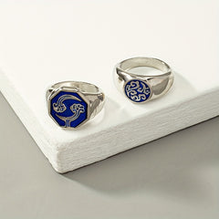 Japanese Fashion Vintage Game-Inspired Ring - 14K Gold Plated Alloy, Retro Style Single Ring for Casual Wear
