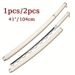 1pc/2pcs Unsharpened Anime Bamboo Blade Sword Set – Perfect for Cosplay, Gifts & Collectors, Includes Holder & Belt