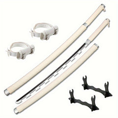1pc/2pcs Unsharpened Anime Bamboo Blade Sword Set – Perfect for Cosplay, Gifts & Collectors, Includes Holder & Belt