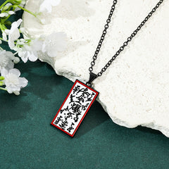 Anime Ninja-Inspired Alloy Pendant Necklace with Red & White Japanese Script
