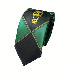 Bizarre Anime-Inspired Skull Head Tie – Purple, Black, and Green Handmade Necktie