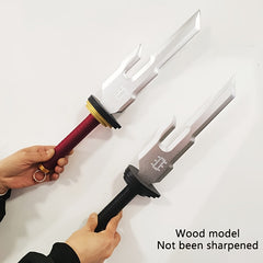 18.11" Unsharpened Bamboo Dagger - Red/Black, Perfect for Cosplay & Halloween Costumes