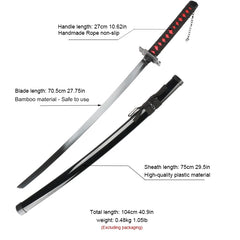 41 inch Katana Black Wood Blade Decorative High Quality Cosplay Prop with Sword holder and belt