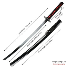 41 inch Katana Black Wood Blade Decorative High Quality Cosplay Prop with Sword holder and belt