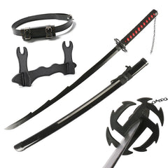 41 inch Katana Black Wood Blade Decorative High Quality Cosplay Prop with Sword holder and belt