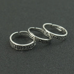 Anime Adjustable Ring for Men Women Silver