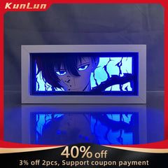 Anime-Inspired LED Shadow Box with Figure - Paper Cut Lightbox Ornament