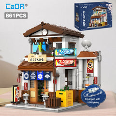 LED City Japanese Style Canteen House Building Blocks - Architecture Bricks Toy, Late Night Canteen Figures, Perfect for Kids' Gifts