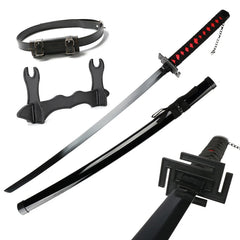 41 inch Katana Black Wood Blade Decorative High Quality Cosplay Prop with Sword holder and belt