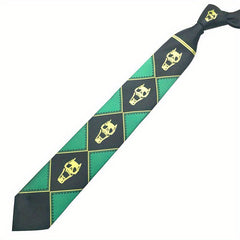 Bizarre Anime-Inspired Skull Head Tie – Purple, Black, and Green Handmade Necktie