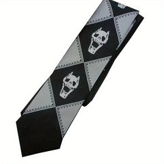 Bizarre Anime-Inspired Skull Head Tie – Purple, Black, and Green Handmade Necktie