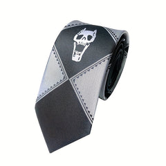 Bizarre Anime-Inspired Skull Head Tie – Purple, Black, and Green Handmade Necktie