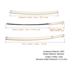 1pc/2pcs Unsharpened Anime Bamboo Blade Sword Set – Perfect for Cosplay, Gifts & Collectors, Includes Holder & Belt