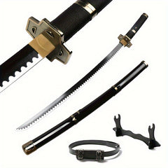 41-Inch Wooden Katana Sword - Anime-Inspired Prop with Belt and Holder, Perfect for Halloween, Cosplay, and Decor