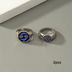 Japanese Fashion Vintage Game-Inspired Ring - 14K Gold Plated Alloy, Retro Style Single Ring for Casual Wear