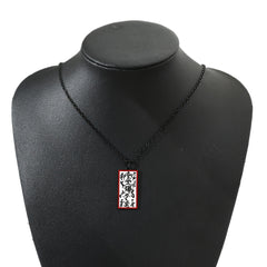Anime Ninja-Inspired Alloy Pendant Necklace with Red & White Japanese Script