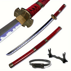 41-Inch Wooden Katana Sword - Anime-Inspired Prop with Belt and Holder, Perfect for Halloween, Cosplay, and Decor